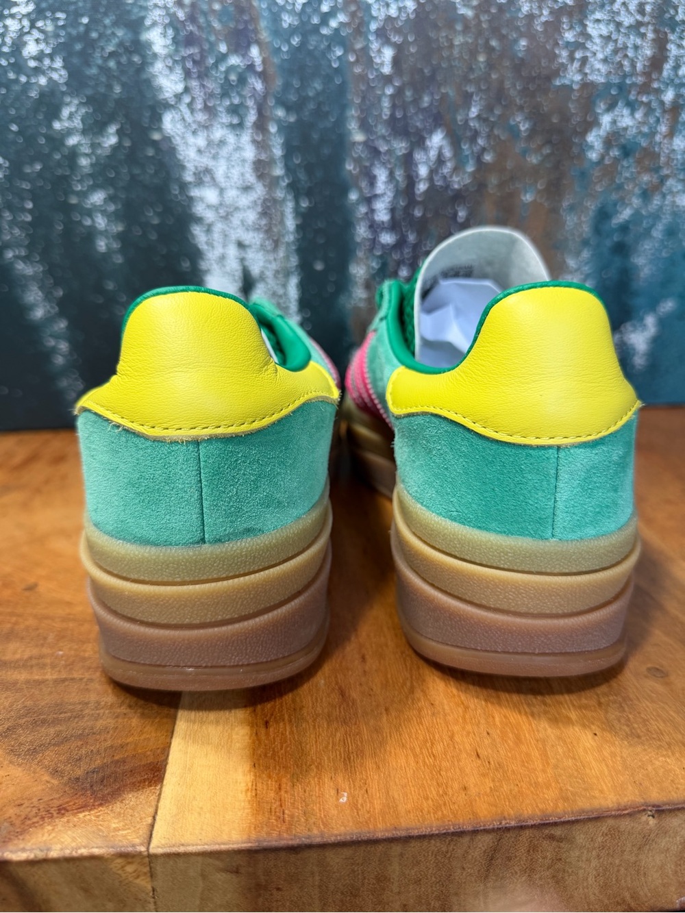 Adidas Terrace Gazelle Bold Platform Sneakers Court Green Pink Women’s 6 - Picture 5 of 9